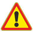 Дорожный знак 1.33 «Прочие опасности» (временный) (металл 0,8 мм, III типоразмер: сторона 1200 мм, С/О пленка: тип В алмазная)